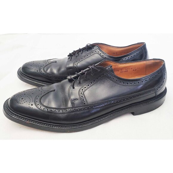Vintage Florsheim Mens Wingtip Oxford Dress Shoes Black Leather 4 Nail. 11.5 B - Picture 2 of 12